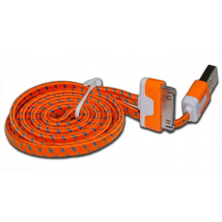 Кабель PALMEXX USB Apple iPhone 4 / iPad2 в переплёте плоский /оранжевый/