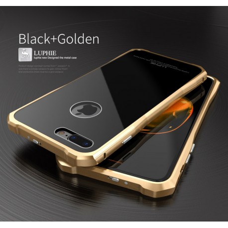 Чехол LUPHIE для IPHONE7 TOUGHEND GLASS BACK + METAL FRAME / черный+золото