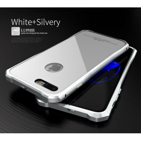 Чехол LUPHIE для IPHONE7 TOUGHEND GLASS BACK + METAL FRAME / белый+серебро
