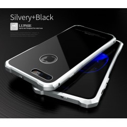 Чехол LUPHIE для IPHONE7 TOUGHEND GLASS BACK + METAL FRAME / серебро+черный