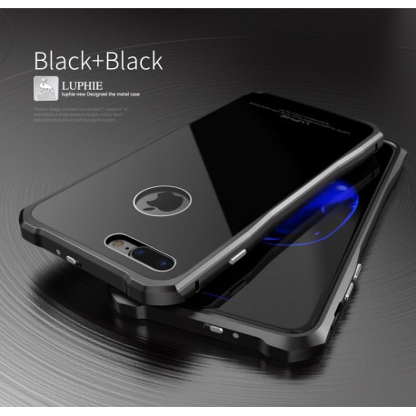 Чехол LUPHIE для IPHONE7 TOUGHEND GLASS BACK + METAL FRAME / черный+черный