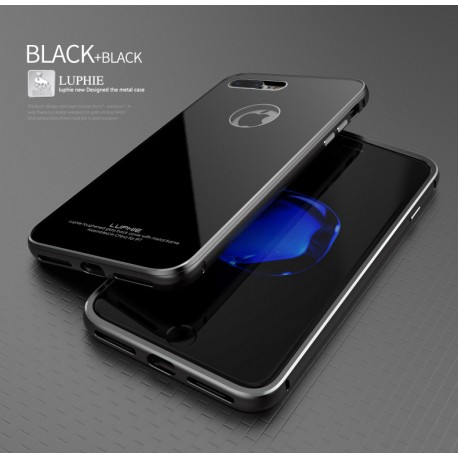 Чехол LUPHIE для IPHONE7 CIRCLE ARC TOUGHENED GLASS BACK / черный+черный