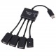 Переходник USB TypeC - OTG USB 2.0 (3 порта)+Micro USB c подзарядкой (mama)