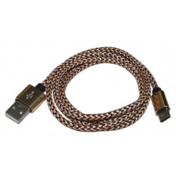 Кабель PALMEXX USB C-type - USB2.0 в оплетке /черно-золотой