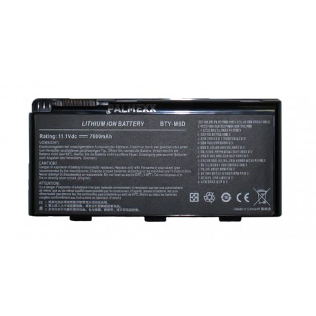 Аккумуляторная батарея PALMEXX BTY-M6D для ноутбука MSI (11.1V 7800mAh) /черная/