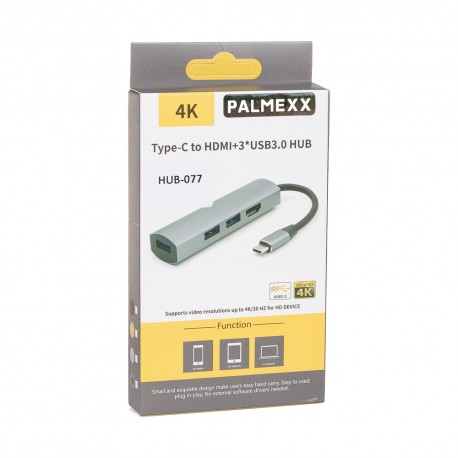 Хаб PALMEXX USB-C to HDMI(4K)+3*USB3.0