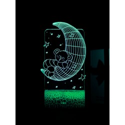 Светодиодный ночник PALMEXX 3D светильник LED RGB 7 цветов (луна с медвежонком)