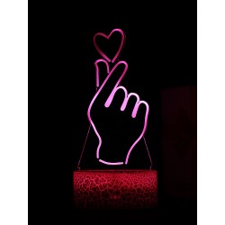 Светодиодный ночник PALMEXX 3D светильник LED RGB 7 цветов (рука с сердцем)