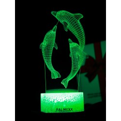 Светодиодный ночник PALMEXX 3D светильник LED RGB 7 цветов (дельфины) LAMP-046