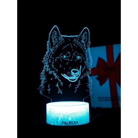 Светодиодный ночник PALMEXX 3D светильник LED RGB 7 цветов (волк) LAMP-028
