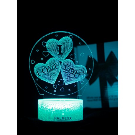 Светодиодный ночник PALMEXX 3D светильник LED RGB 7 цветов (я тебя люблю) LAMP-031