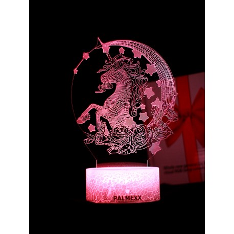 Светодиодный ночник PALMEXX 3D светильник LED RGB 7 цветов (единорог) LAMP-035