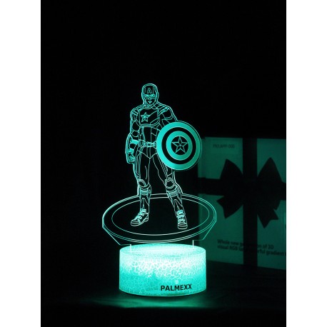 Светодиодный ночник PALMEXX 3D светильник LED RGB 7 цветов (капитан америка) LAMP-071