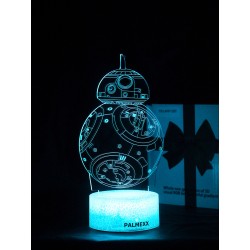 Светодиодный ночник PALMEXX 3D светильник LED RGB 7 цветов (робот BB-8) LAMP-069