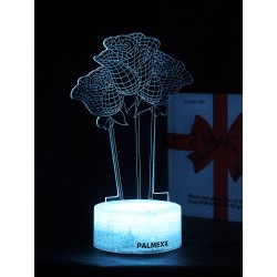 Светодиодный ночник PALMEXX 3D светильник LED RGB 7 цветов (розы) LAMP-066