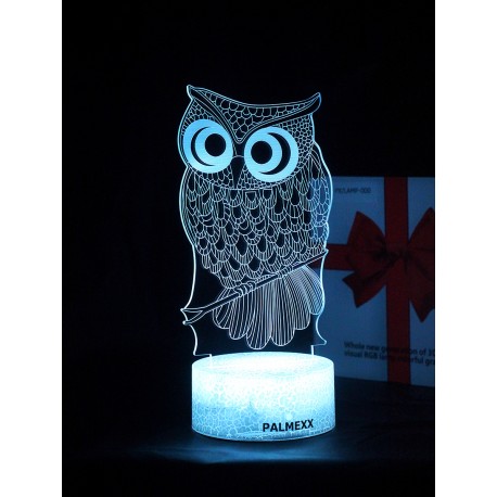 Светодиодный ночник PALMEXX 3D светильник LED RGB 7 цветов (сова) LAMP-065