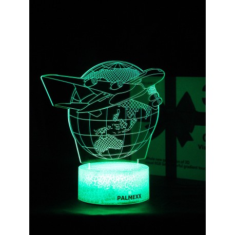 Светодиодный ночник PALMEXX 3D светильник LED RGB 7 цветов (самолёт вокруг планеты) LAMP-051