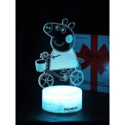 Светодиодный ночник PALMEXX 3D светильник LED RGB 7 цветов (пеппа на велосипеде) LAMP-049