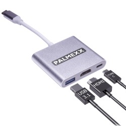 Кабель PALMEXX USBC-HDMI-USB3.1-USBC / серебро