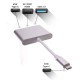 Кабель PALMEXX USBC-HDMI-USB3.1-USBC / серебро