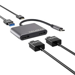 Хаб PALMEXX 4in1 USBC to 2*HDMI+USB3.0+USBC
