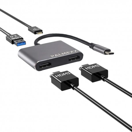 Хаб PALMEXX 4in1 USBC to 2*HDMI+USB3.0+USBC