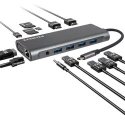 Хаб PALMEXX 12в1 USB-C to 2*HDMI+VGA+2*USB3.0+2*USB2.0+USBC+CR+AUX+LAN