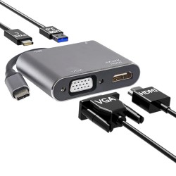 Хаб PALMEXX 4in1 USB-C to HDMI+VGA+USB3.0+USBC