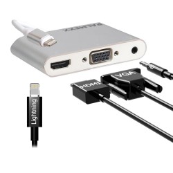 Кабель PALMEXX Lightning-HDMI-VGA-AUX / серебро
