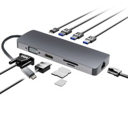 Хаб PALMEXX USBC HDMI-VGA-2*USB3.1-USBC-CR-Ethernet