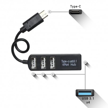 Хаб PALMEXX USB Type-C 3.1 на 4 порта