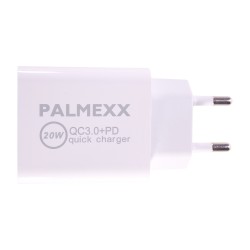 Блок питания PALMEXX USB QC3.0 + USB-C 20W 5V-3A/9V-2.25A/12V-1.67A