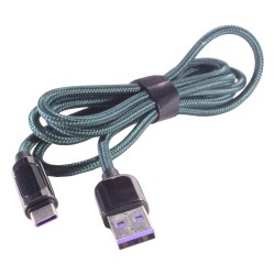 Кабель PALMEXX USB3.0 to USB-C с индикатором мощности, до 40W, длина 1.2м, зелёный