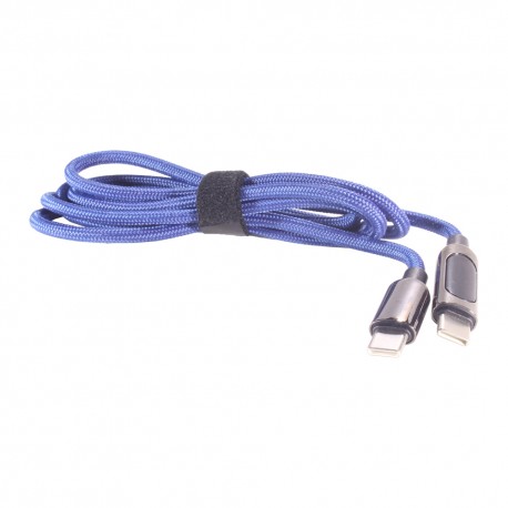 Кабель PALMEXX USB-C to USB-C с индикатором мощности, до 60W, длина 1.2м, синий