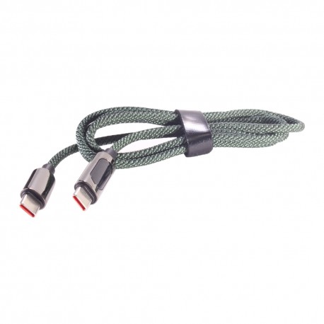 Кабель PALMEXX USB-C to USB-C с индикатором мощности, до 100W, длина 1.2м, зелёный