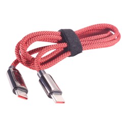 Кабель PALMEXX USB-C to USB-C с индикатором мощности, до 100W, длина 1.2м, красный
