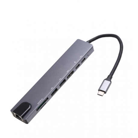 Хаб PALMEXX USB-C to HDMI+USB2.0+USB3.0+USBC+CR+LAN+PD /HUB-079