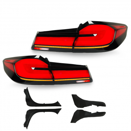 Тюнинг фонари для BMW 5-series G30 в стиле рестайлинг / красные