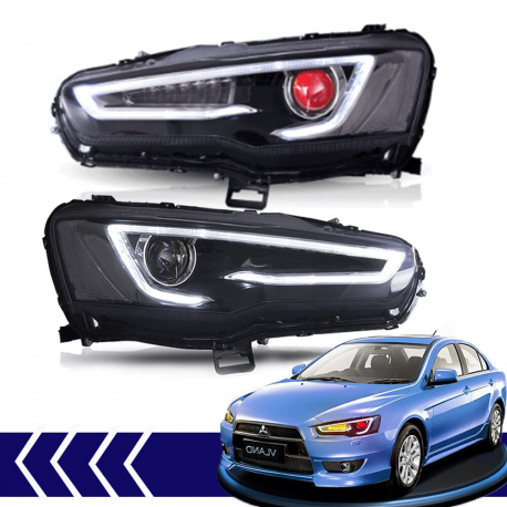 Тюнинг фары Lancer X “AUDI STYLE” DEMON EYE / черные