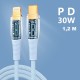 Кабель PALMEXX USB-C to Lightning, PD 30W, длина 1.2м, голубой