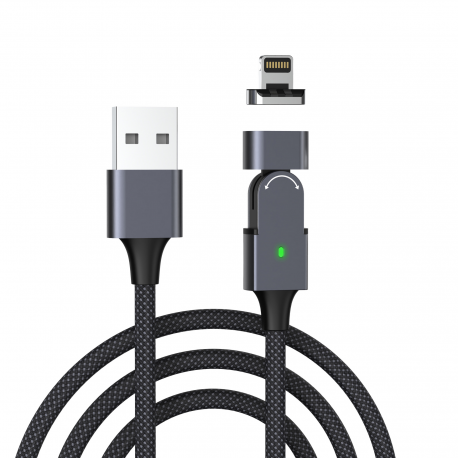 Магнитный поворотный кабель PALMEXX USB to Lightning, PD 100W, длина 1м,серый