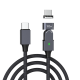Магнитный поворотный кабель PALMEXX USB-C to USB-C, PD 100W, длина 1м,серый