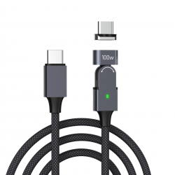 Магнитный поворотный кабель PALMEXX USB-C to USB-C, PD 100W, длина 1м,серый