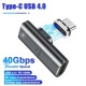 Магнитный адаптер PALMEXX USB-C 4.0, PD100W, 4K@60Hz, 40Gbps, угловой