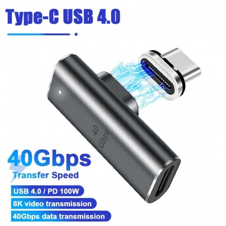 Магнитный адаптер PALMEXX USB-C 4.0, PD100W, 4K@60Hz, 40Gbps, угловой