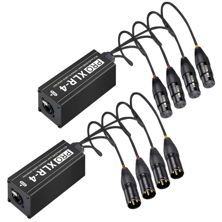 Удлинитель PALMEXX XLR004 4*XLR(f)→Ethercon RJ45(f)→4*XLR(m) на кабеле 0.7м, 4CH audio, AES, DMX