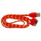 Кабель USB для Apple iPhone 4 / iPad2 в переплёте плоский /красный-желтый/