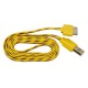 Кабель USB для Apple iPhone 4 / iPad2 в переплёте плоский /желтый-сиреневый/