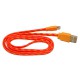 Кабель USB для Apple iPhone 5 в переплёте плоский /оранжевый-желтый/