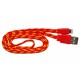 Кабель USB для Apple iPhone 5 в переплёте плоский /красный-желтый/